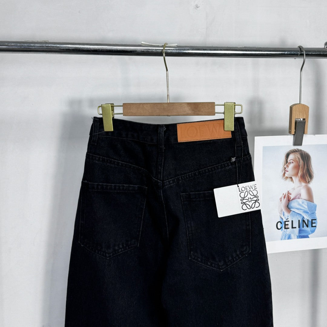Wide-Leg Black Jeans